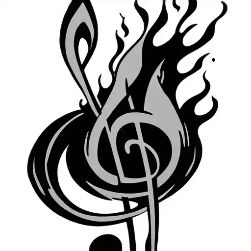 Burning Treble Clef Combined With Hard Life