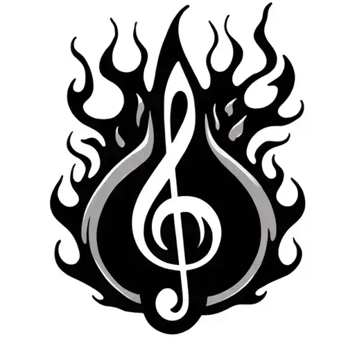 Burning Treble Clef Combined With Hard Life