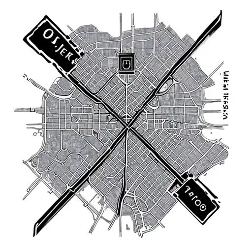 Osijek City Streets Map Coverd With Alien