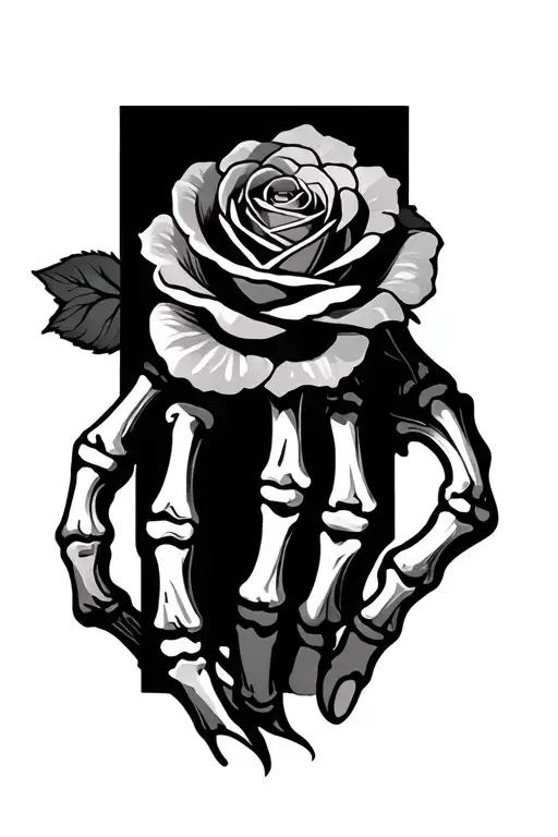 Skeleton Hand With A Rose Intertwined