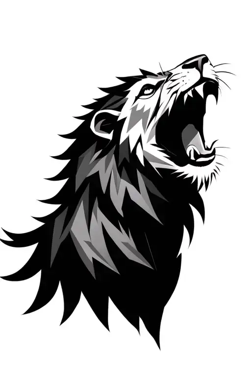 Lion Roaring Geometric Design Incorporating