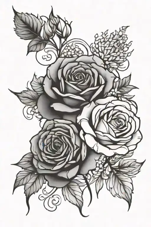 Rose And Aster Flower Intertwined