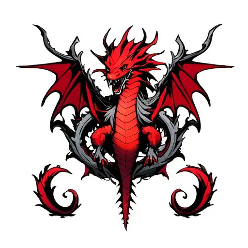 Bio Mechanical Red Dragon Fairy Tail Emblem Surrounded