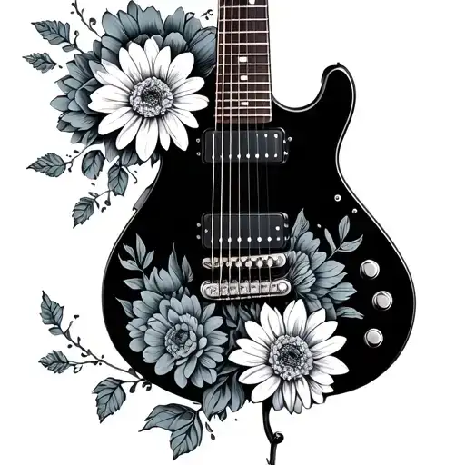 Chrysanthemum Electric Guitar Sleeve With Flowers
