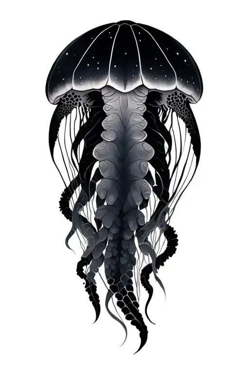 Jelly Fish Sea Turtle And Manta Ray Realistic Portrait Geometric