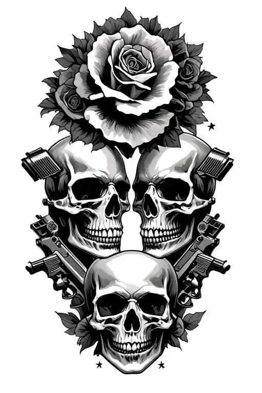 Skulls Facing Each Other With Guns N Roses