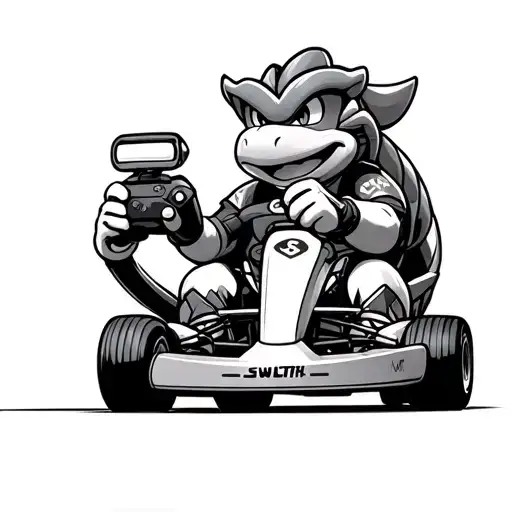 Koopa In A Kart Holding A Swicth Controller