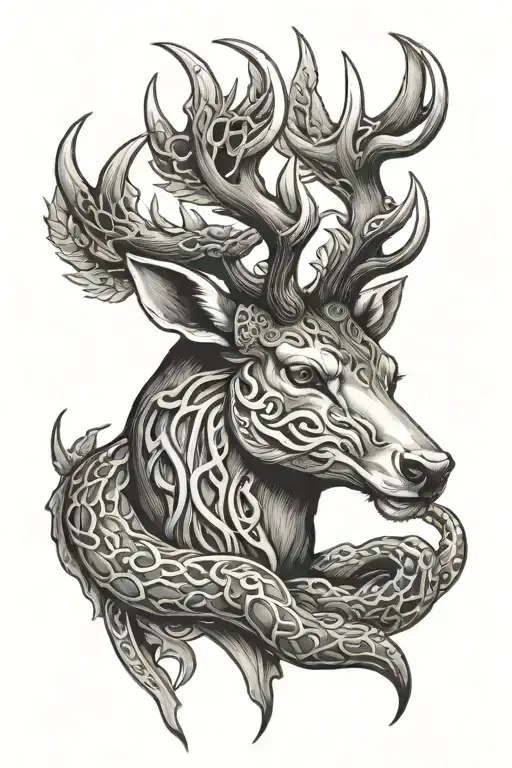 Stag With Snakes Intertwined