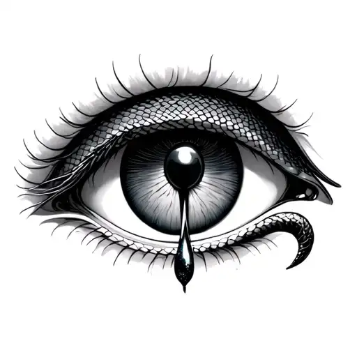 An Eye With A Single Tear That's Shaped Like A Simple Snake