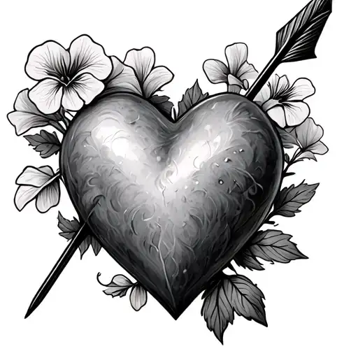 Heart With An Arrow Surrounded By Violets