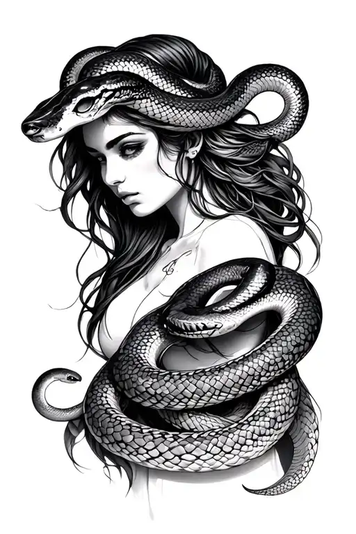 Libra Woman With Snakes Wrapped