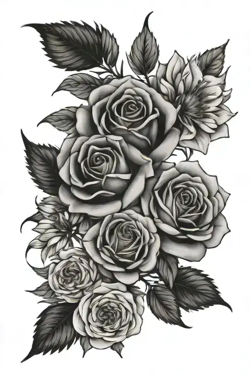 Rose And Aster Flowers