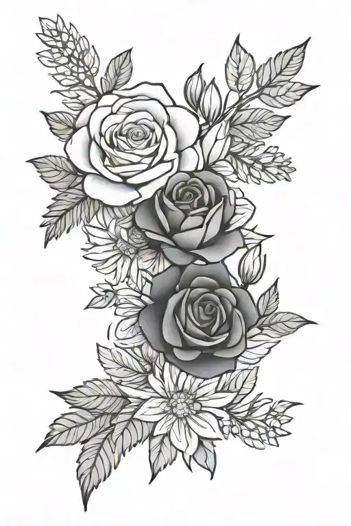 Rose And Aster Flowers