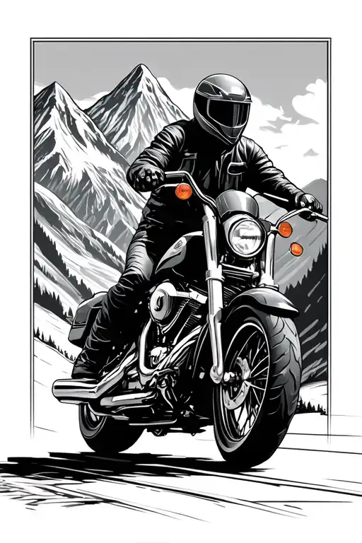 Mountains With Harley Davidson Street Glide Motorcycle Riding