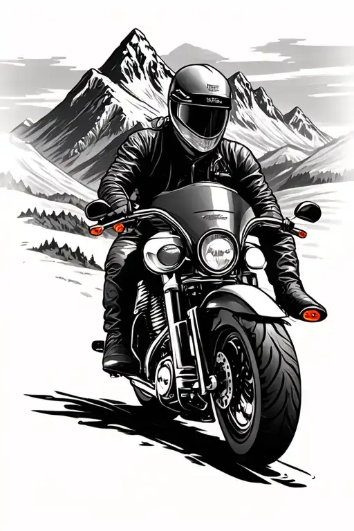Mountains With Harley Davidson Street Glide Motorcycle
