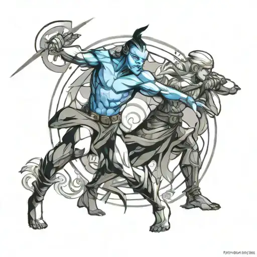 Blue Avatar Fighting Paul Atredes