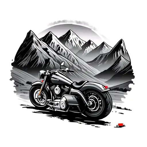 Mountains With Harley Davidson Street Glide