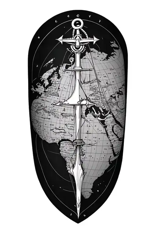 Nautical Map Outline Full Body