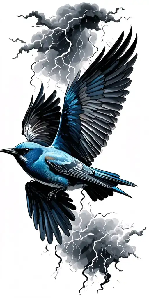 Bluebird Flying In A Thunderstorm