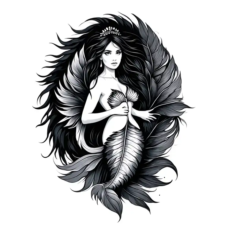 Pisces Mermaids Indian Feather