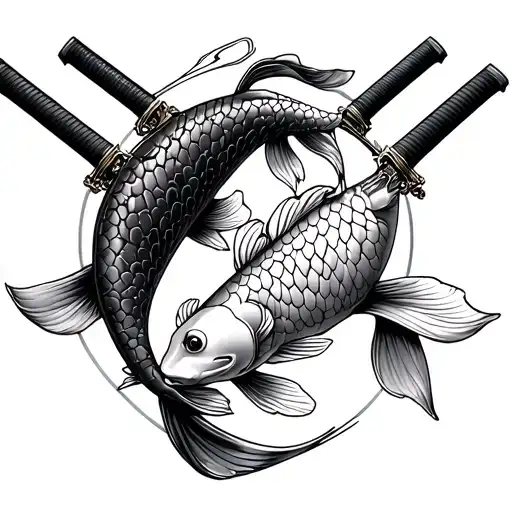 Katanas With A Koi Fish