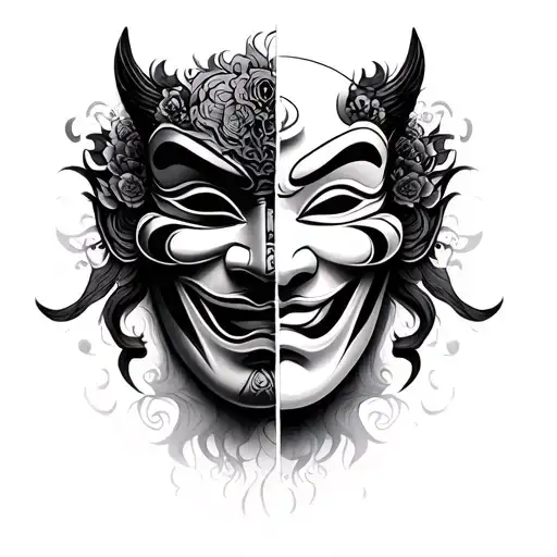 Noh Mask Split In Half
