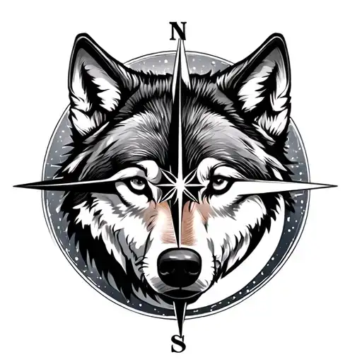Wolf Compass Moon Rising