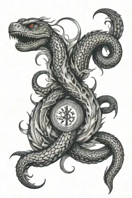 17 With Romans Numbers And A Snake In Beetween