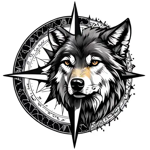 Wolf Compass Moon Surrounded