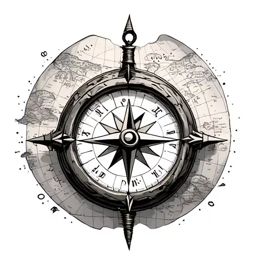 Treasure Map Compass Surrounded By Various