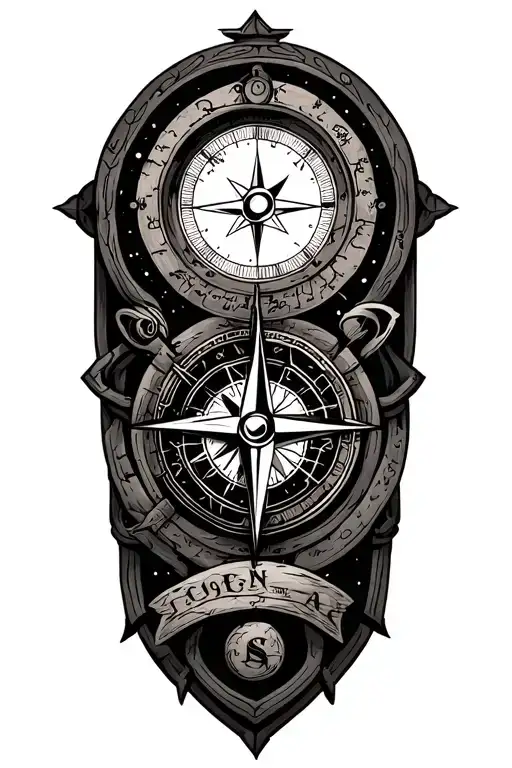 Treasure Map Compass Surrounded By Various