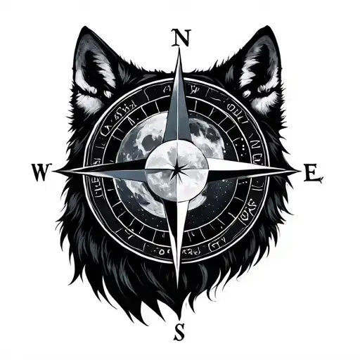 Wolf Compass Moon Phases