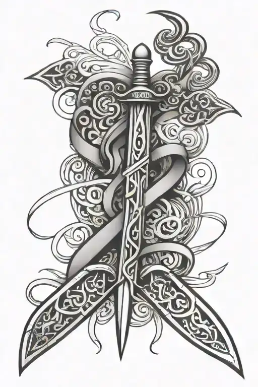 Dagger Male Cancer Survivor Symbol Intertwined