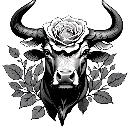 Roses Bull With A Flower