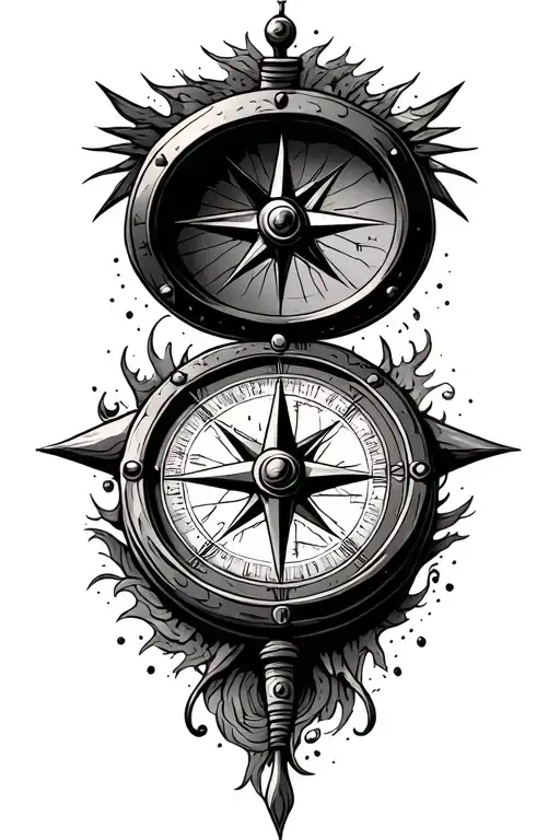 Treasure Map Compass Surrounded By Various