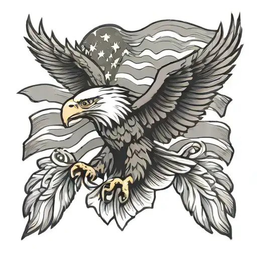 Eagle With American Flag