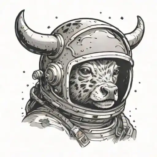 Full Moon With Craters And A Small Cow In A Space Helmet On Top