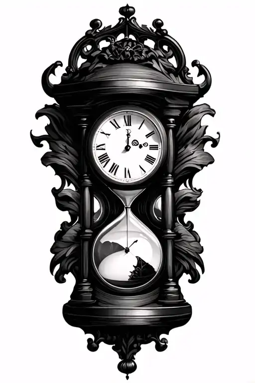 Clock With Hourglass