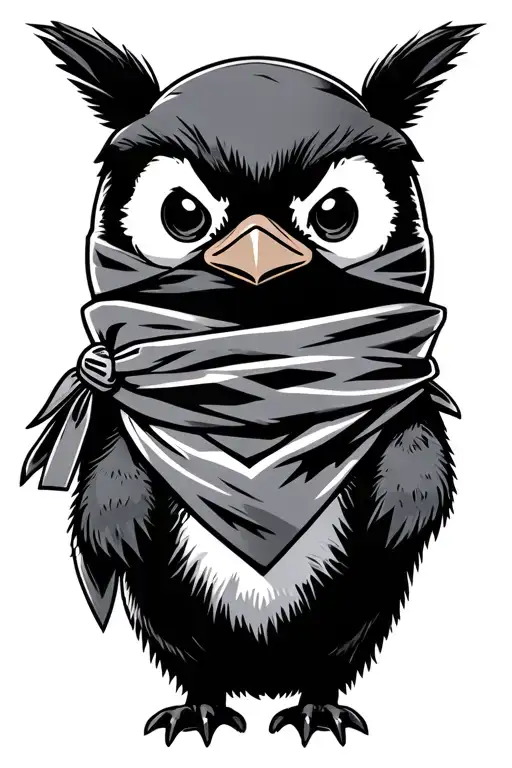 Ninja Penguin Wearing A Bandana Ready For Battle