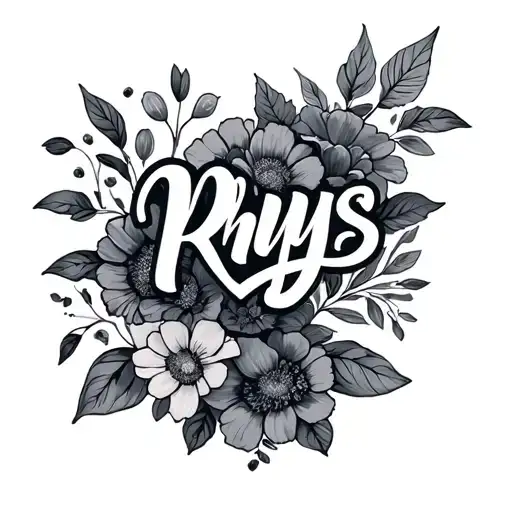 The Name Rhys With Flowers Wrapped