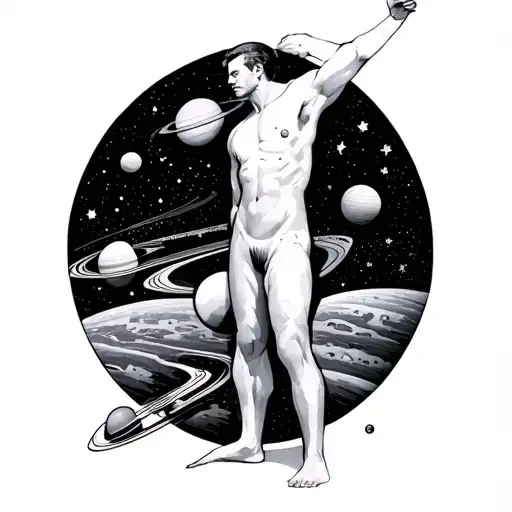 Film Interstellar Leg Man With Planets Stars