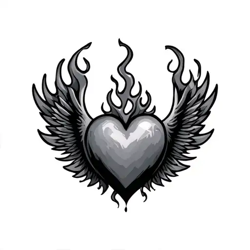 Heart Flames Wings