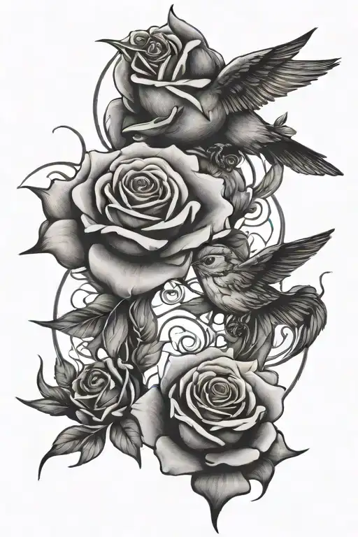 Birds Flying Shaped Like A Rose Intertwined