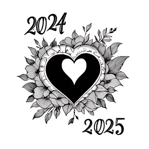 2024 2025 With A Heart In The Middle Of The Date