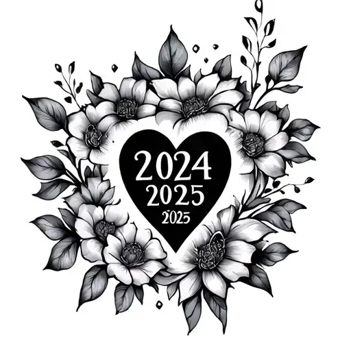 2024 2025 With A Small Heart In The Middle Of The Horizontal Birth Date
