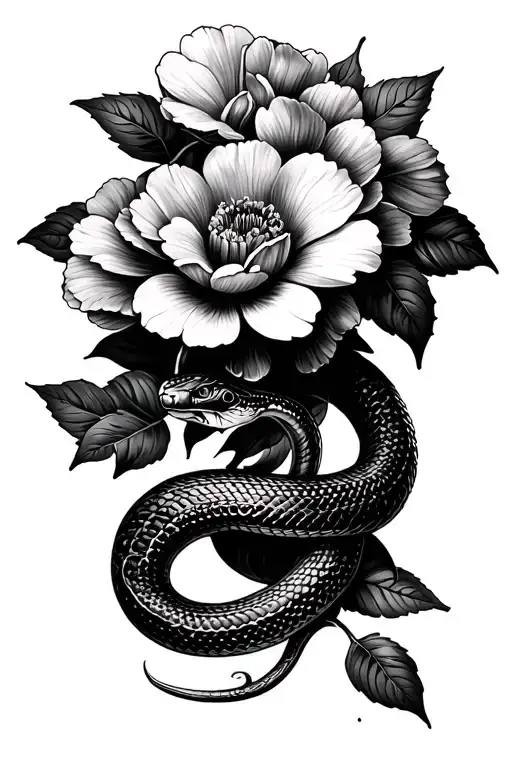 Flowers With A Snake Along The Thigh