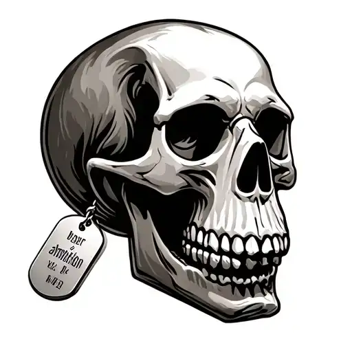Barett Skull Soft Shading And Dog Tag Says Ambition
