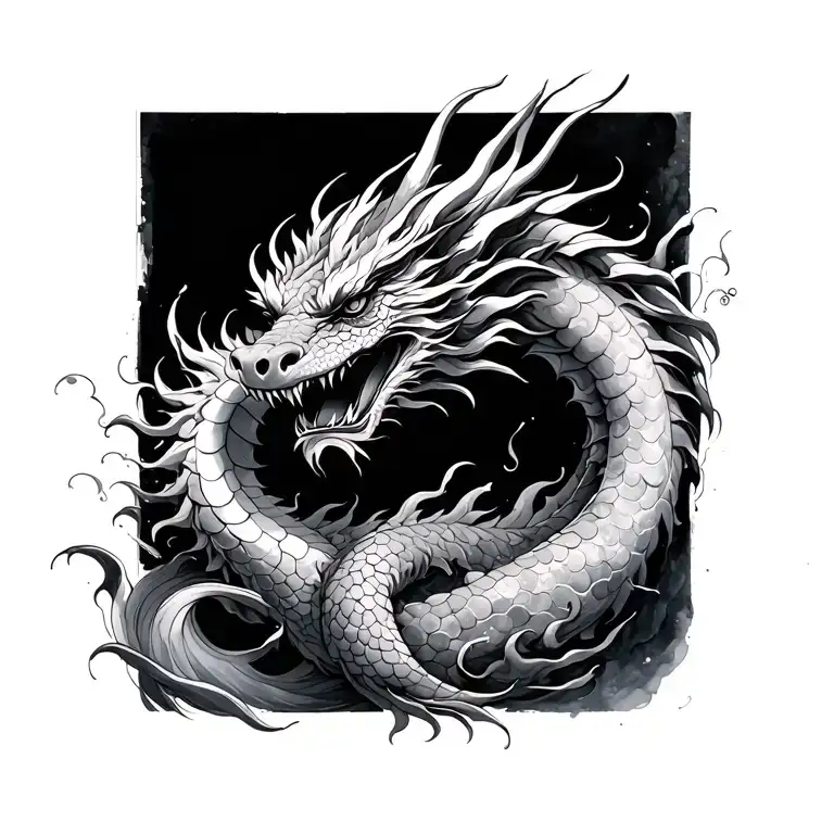 Japanese Waterpaint Dragon Wrapped