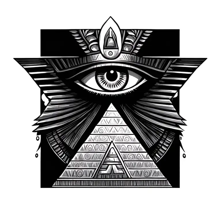 Eye Of Ra And Pyramid Surrounded