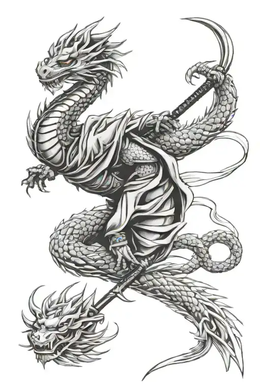 Katana And Dragon